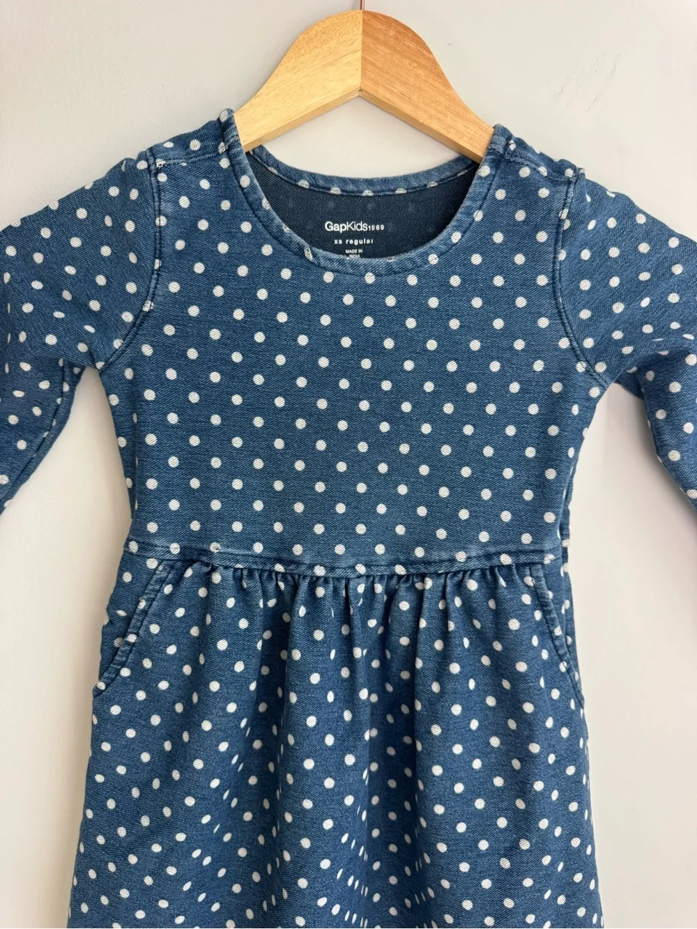 GAP Navy Blue Polka Dot Long-Sleeve Girls Dress